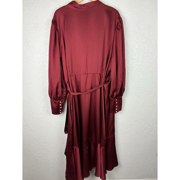 Eloquii Rose Satin Wrap Midi Dress - Picture 10 of 13